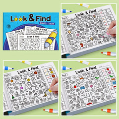 Children's Hidden Object Coloring Book Look and Find Shape/Color Workbook Enhance Visual Perception, Focus and Attention