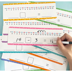 16Pcs Educational Dry Erase Number Line Cards for Kids Addition & Subtraction Math Manipulative Game for Kindergarten Learning